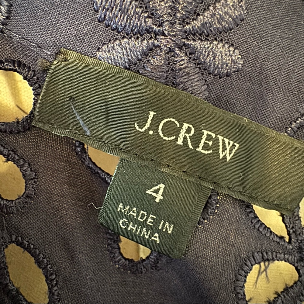 J. Crew Blue and White A-Line Midi Dress with Notched Collar - Picture 12 of 13